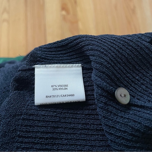 EILEEN FISHER Viscose Crepe Sheer Tunic Button Up V-Neck Blue Cardigan EUC Sz M - Picture 8 of 10